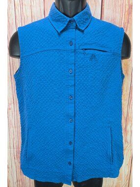 Nike ATG Womens Blue Sleeveless Button-Down Vest Shirt Large